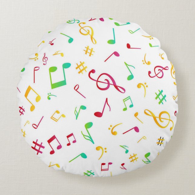 Music pattern round pillow (Front)