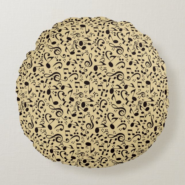 Music pattern round pillow (Front)