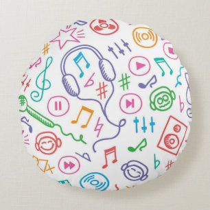 Music pattern round pillow
