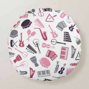 Music pattern round pillow