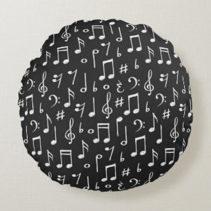 Music pattern round pillow