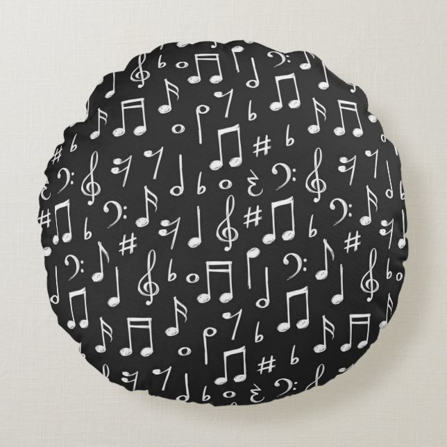 Music pattern round pillow (Front)