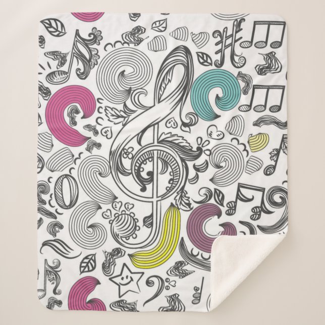 Music pattern sherpa blanket (Front)