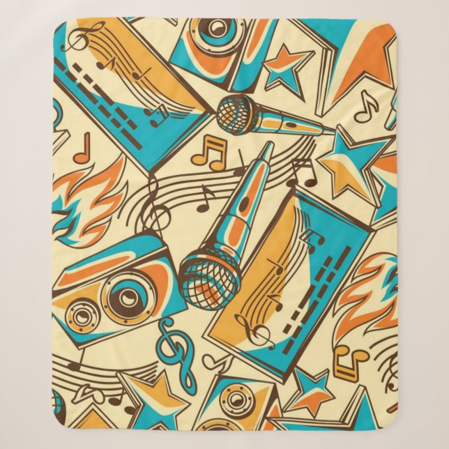 Music pattern sherpa blanket (Front)