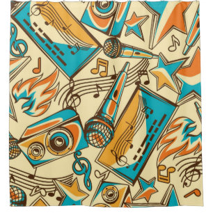 Music pattern shower curtain