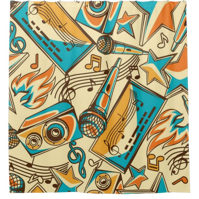 Music pattern shower curtain (Front)