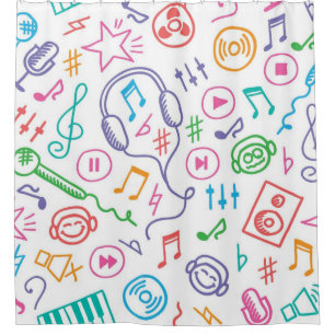 Music pattern shower curtain