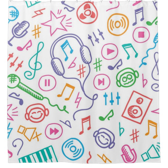 Music pattern shower curtain (Front)