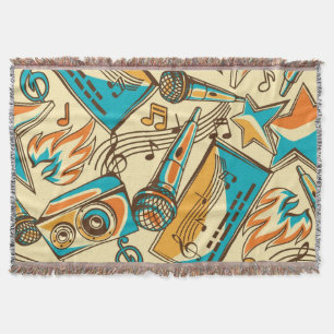 Music pattern throw blanket