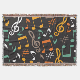 Music pattern throw blanket