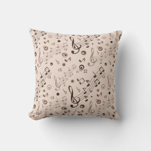 Music pattern throw pillow