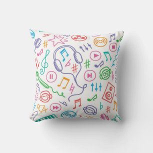 Music pattern throw pillow