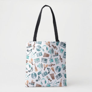 Music pattern tote bag
