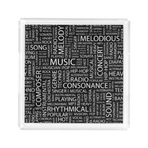 MUSIC pattern word cloud Acrylic Tray