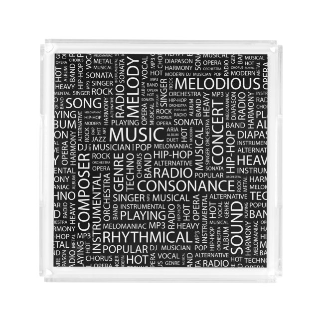 MUSIC pattern word cloud Acrylic Tray (Front)