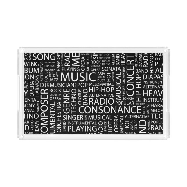 MUSIC pattern word cloud Acrylic Tray (Front)