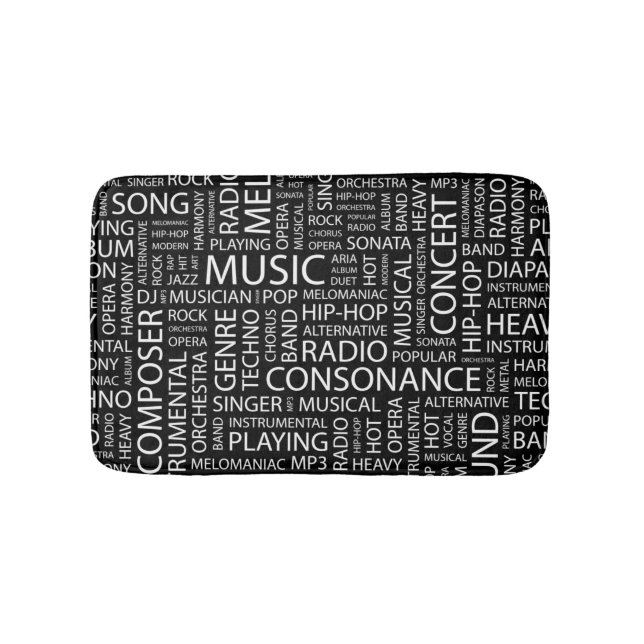 MUSIC pattern word cloud Bathroom Mat (Front)