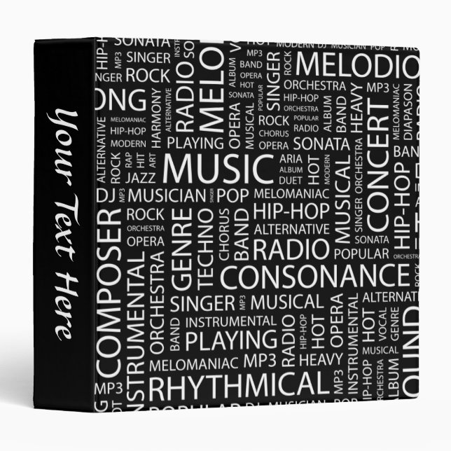 MUSIC pattern word cloud Binder (Front/Spine)