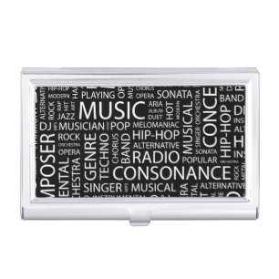 MUSIC pattern word cloud Business Card Holder