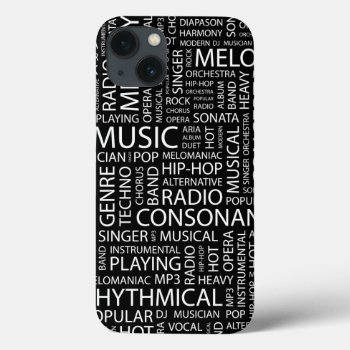 Music Pattern Word Cloud Iphone 13 Case by boutiquey at Zazzle