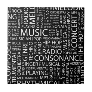 MUSIC pattern word cloud Ceramic Tile
