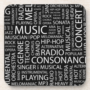 MUSIC pattern word cloud Coaster