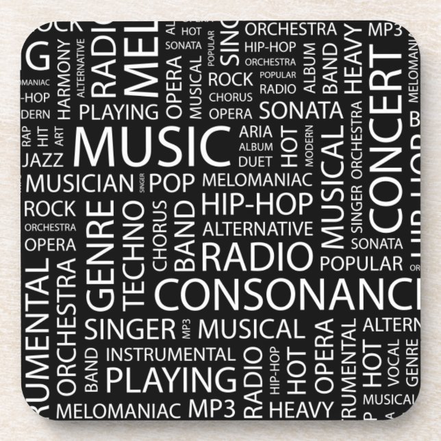 MUSIC pattern word cloud Coaster (Front)