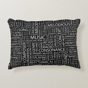 MUSIC pattern word cloud Decorative Pillow