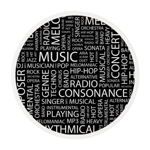 MUSIC pattern word cloud Edible Frosting Rounds