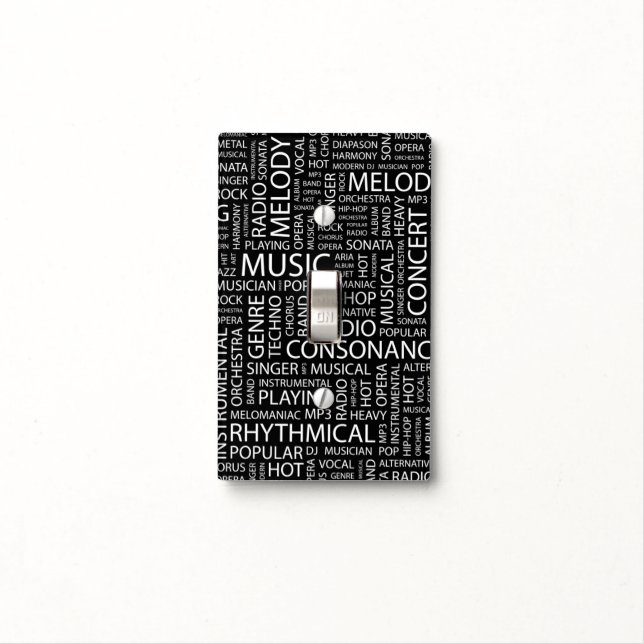 MUSIC pattern word cloud Light Switch Cover (In Situ)