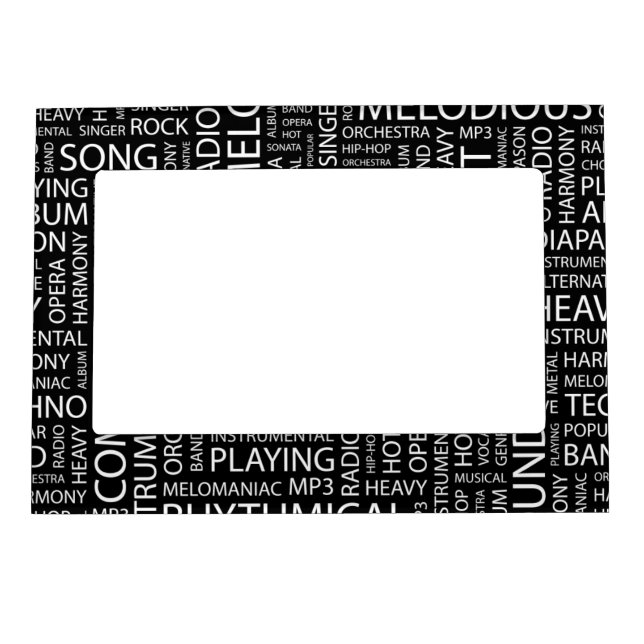 MUSIC pattern word cloud Magnetic Photo Frame (Front)