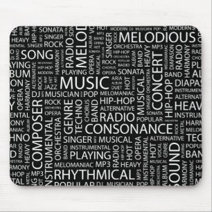 MUSIC pattern word cloud Mouse Pad