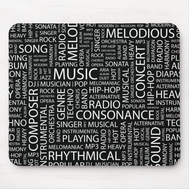 MUSIC pattern word cloud Mouse Pad (Front)