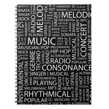 Music Pattern Word Cloud Notebook by boutiquey at Zazzle