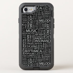 MUSIC pattern word cloud OtterBox Defender iPhone SE/8/7 Case