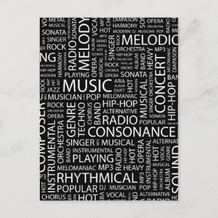 MUSIC pattern word cloud Postcard