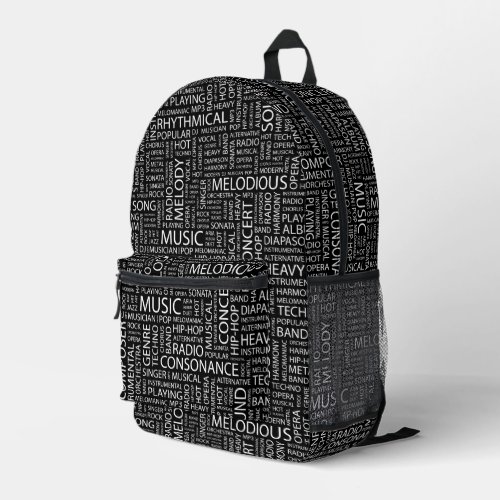 MUSIC pattern word cloud Printed Backpack