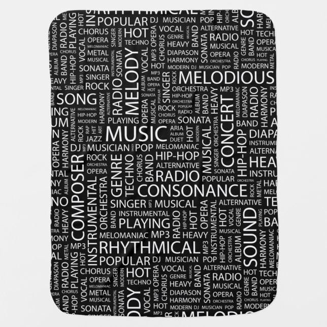 MUSIC pattern word cloud Receiving Blanket (Front)