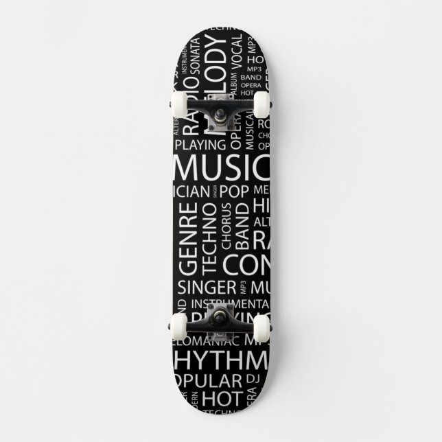 MUSIC pattern word cloud Skateboard Deck (Front)