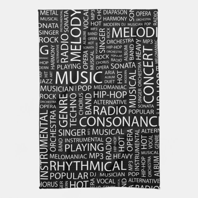MUSIC pattern word cloud Towel (Vertical)
