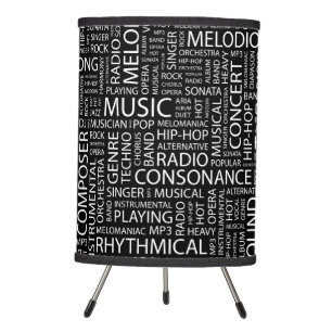 MUSIC pattern word cloud Tripod Lamp