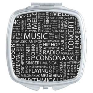 MUSIC pattern word cloud Vanity Mirror