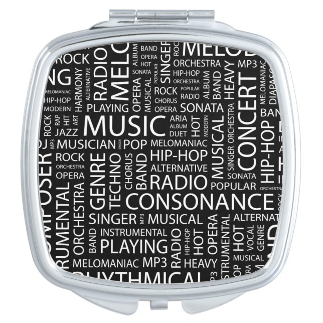 MUSIC pattern word cloud Vanity Mirror (Front)