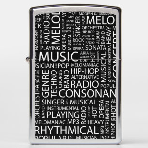 MUSIC pattern word cloud Zippo Lighter