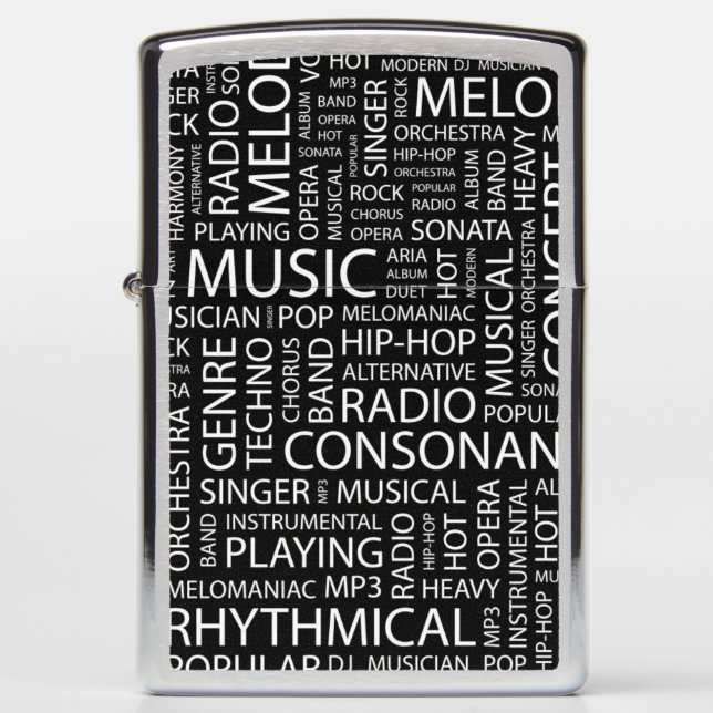MUSIC pattern word cloud Zippo Lighter (Front)