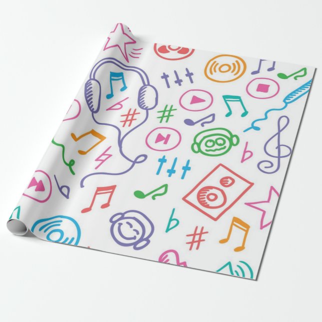 Music pattern wrapping paper (Unrolled)