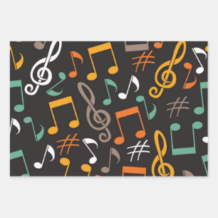 Music pattern wrapping paper sheets