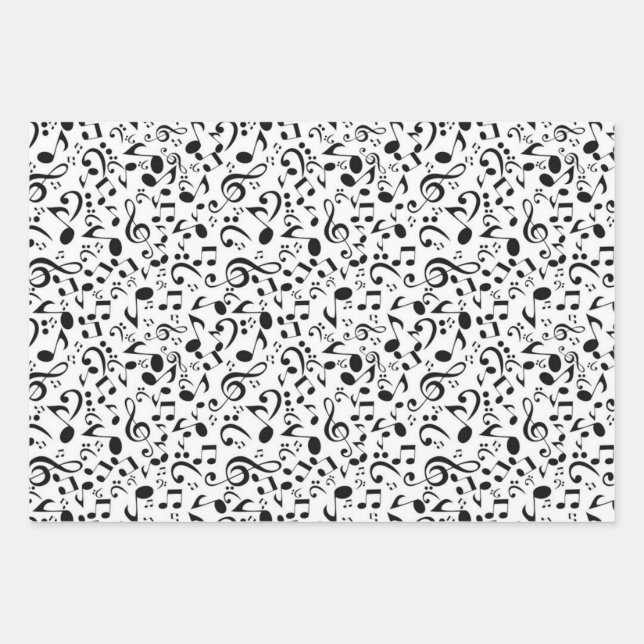Music pattern wrapping paper sheets (Front)