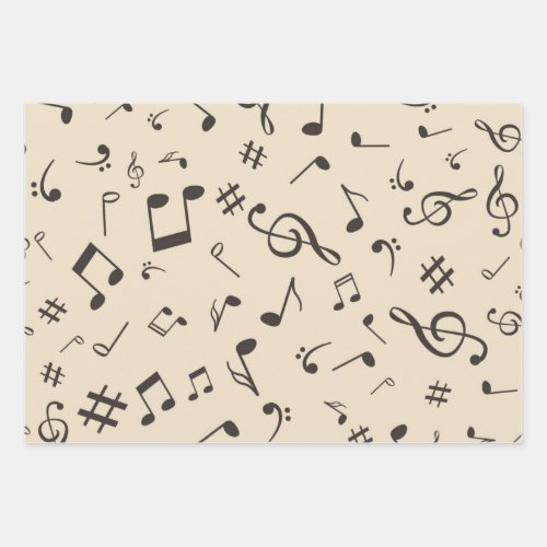 Music pattern wrapping paper sheets