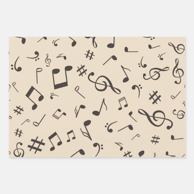 Music pattern wrapping paper sheets (Front)